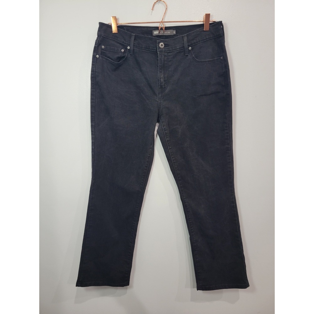Levis 505 Straight Leg‎ Black Denim Jeans Womens Size 12 Mid Rise Classic Fit